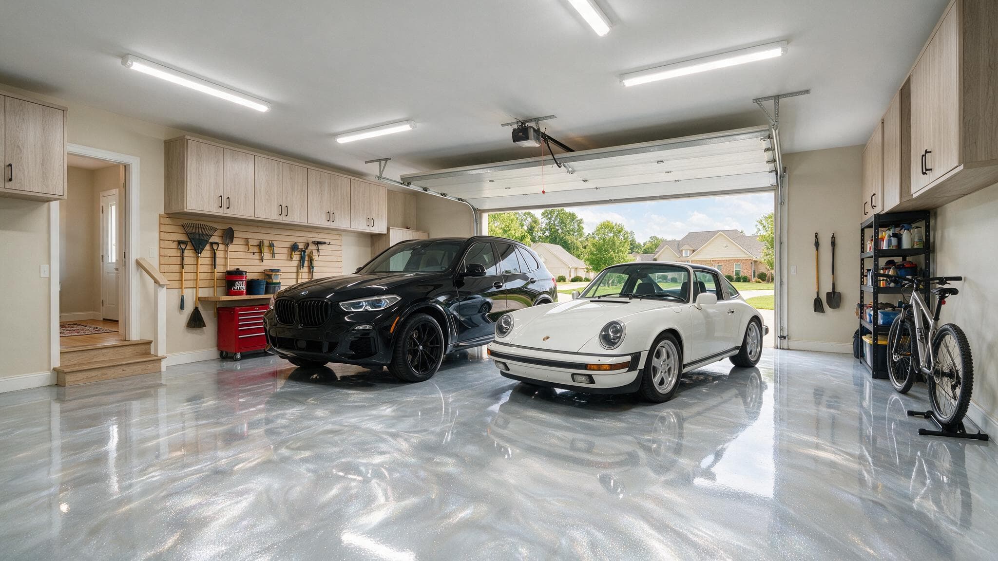 Pearl Silver epoxy floor texture — Charlotte NC