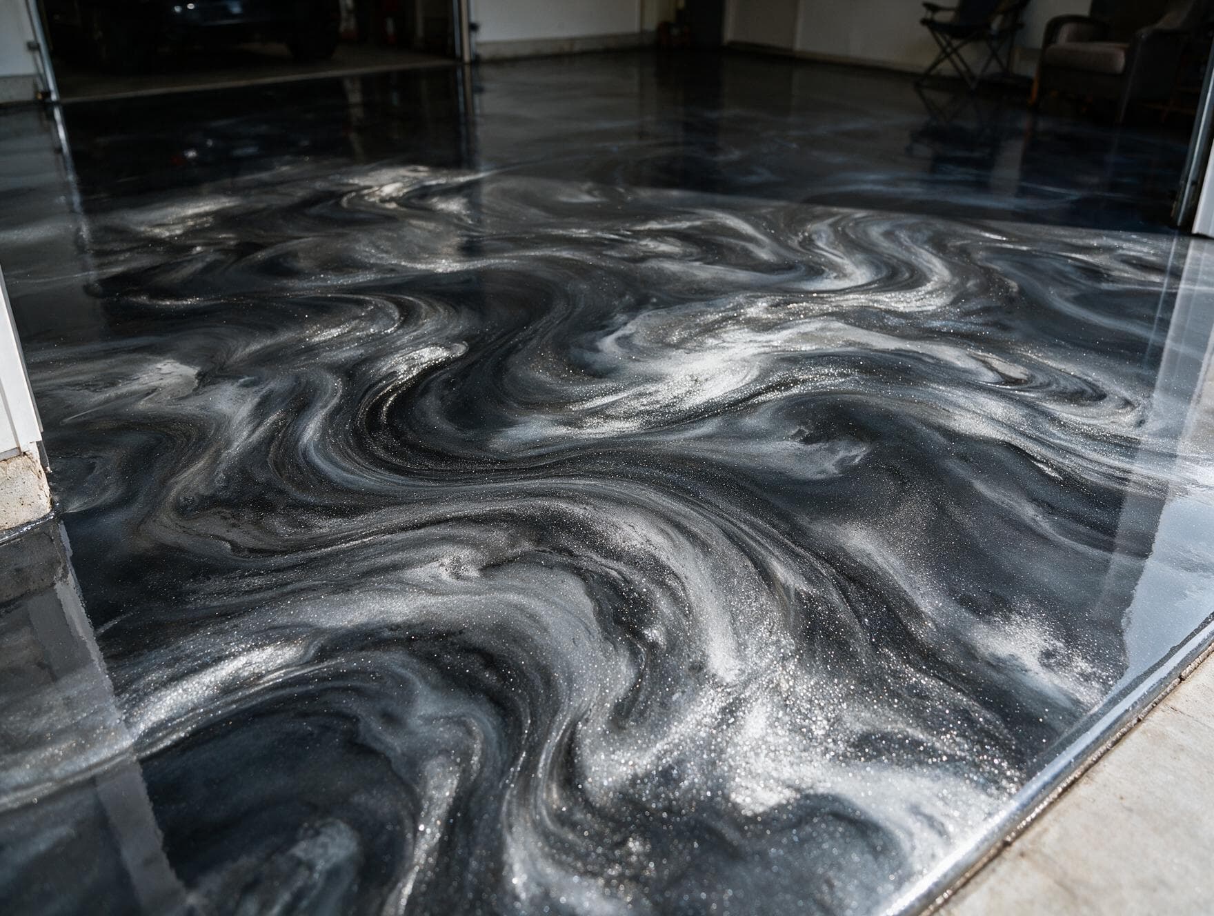 Charcoal Metallic epoxy floor texture — Charlotte NC