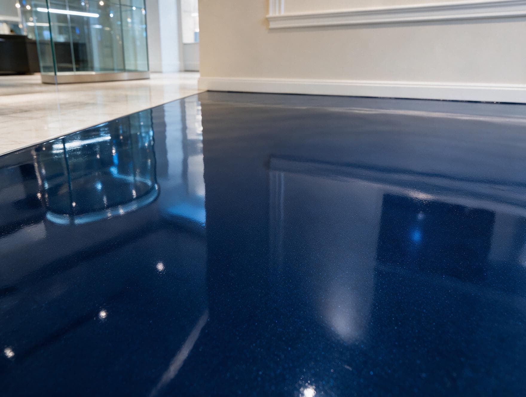 Deep Navy epoxy floor texture — Charlotte NC