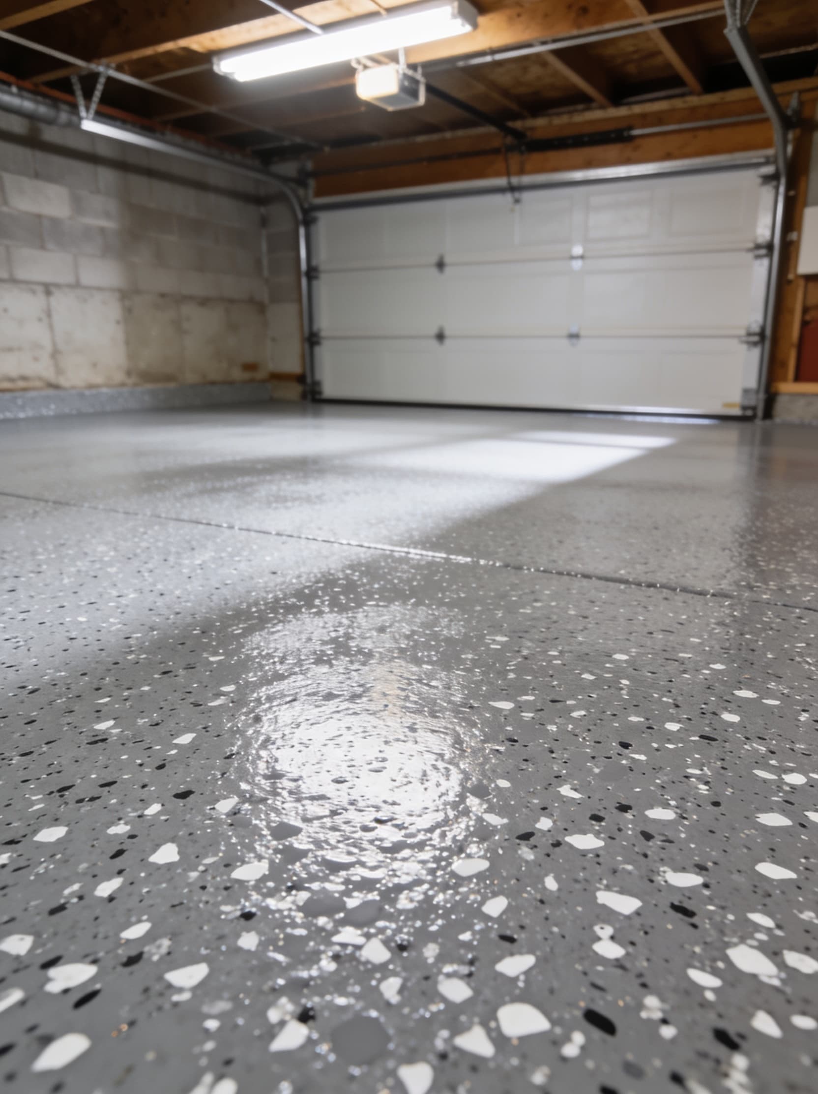 Basement epoxy floor — grey finish, Charlotte NC