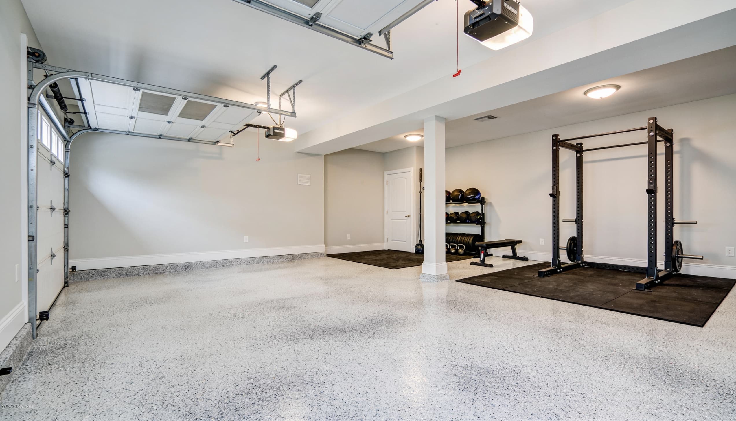 Basement floor coating — wide view, Charlotte NC