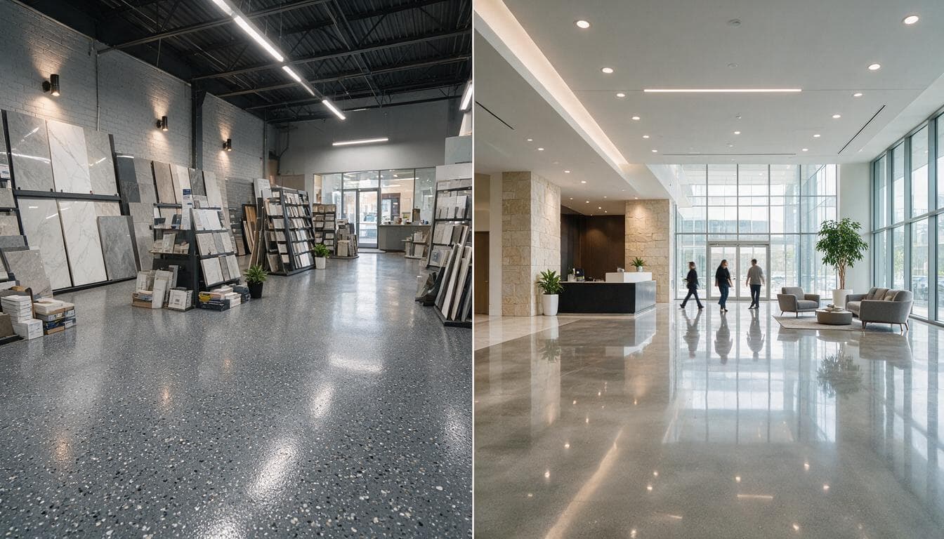 Epoxy vs polished concrete flooring comparison Charlotte NC