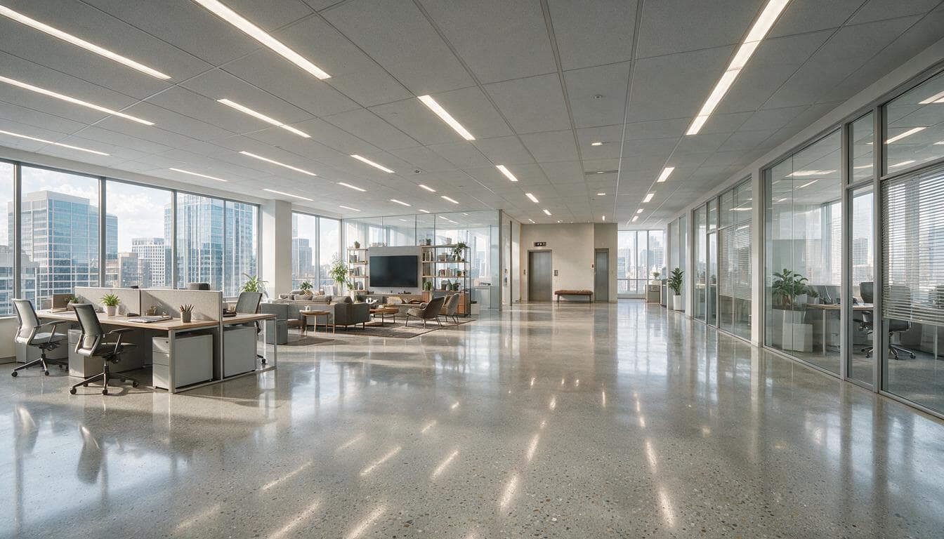 Polished concrete floor in Charlotte NC commercial office — Charlotte Epoxy Pro
