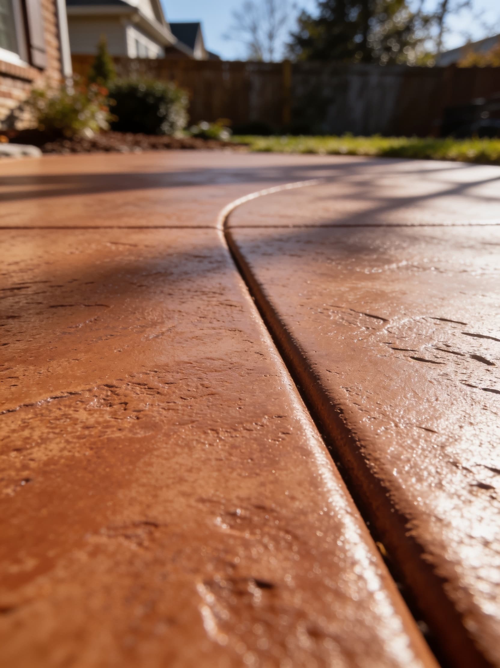 Decorative concrete patio coating in terracotta — Charlotte Epoxy Pro