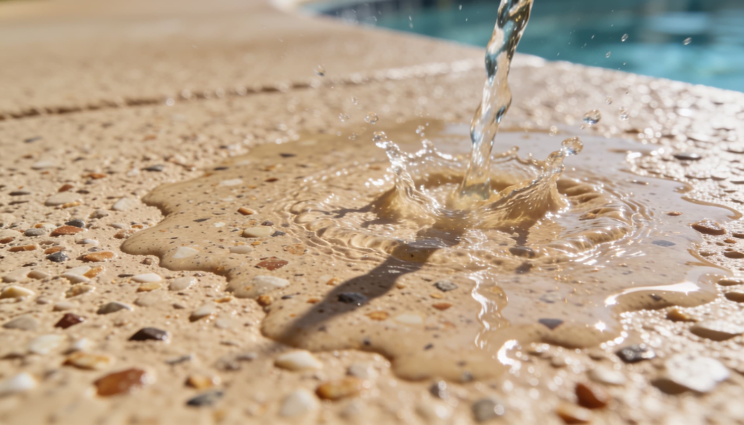 Textured non-slip pool deck coating close-up