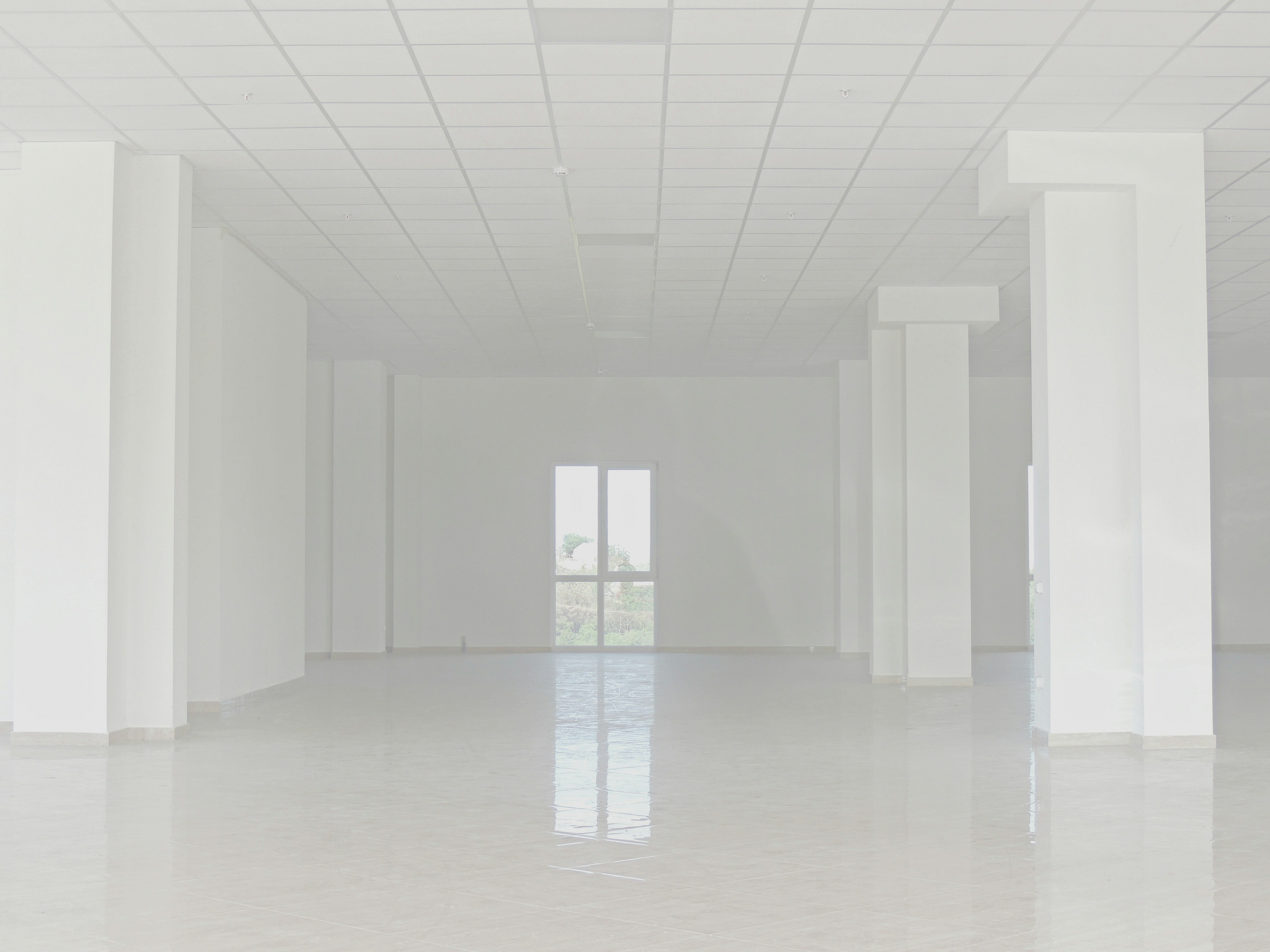 Large commercial space with highly polished epoxy floor